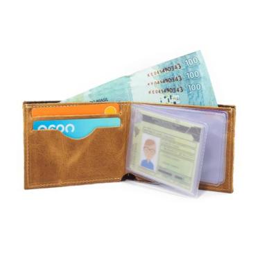 Imagem de Carteira Masculina Pequena em Couro Fina com Porta Cartão - Pampas Cou