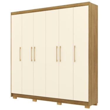 Imagem de Guarda Roupa Casal 223cm 6 Portas Pernambuco Nature/champanhe - Vila Rica