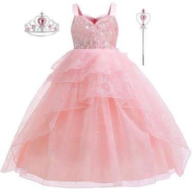 Imagem de ERGO QUEEN Fantasia de bruxa, vestido de princesa para meninas, roupas de princesa, capa para meninas, tule e lantejoulas, Rosa #2, 13-14 Anos