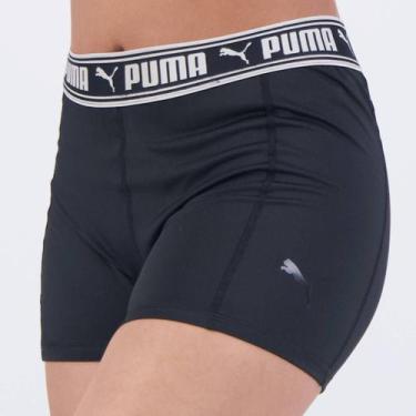 Imagem de Shorts Puma Strong 3 Feminino Preto e Branco, GG