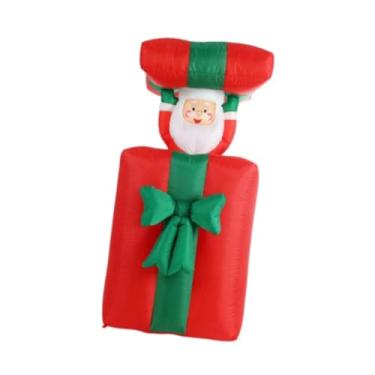 Imagem de Fenteer Decorações infláveis ​​de Natal, pacote de presente com elevador de Papai Noel, design de brinquedo inflável de 150 cm, lembrancinhas de festa,