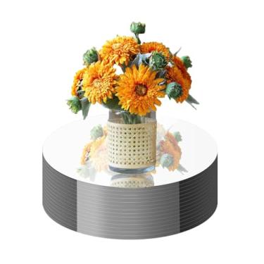 Imagem de Pacote com 8 peças centrais de espelho redondo para decoração de mesas, centro de mesa de acrílico de 25,4 cm, espelho circular de 25,4 cm, bandeja de espelho de mesa, placa de vela para decoração de