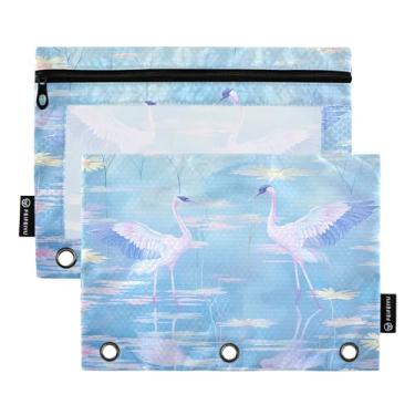 Imagem de Wassud Dancing Egrets pacote com 2 pastas para fichário com 3 furos, pasta organizadora de arquivos para casa, escritório