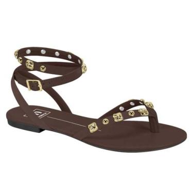 Imagem de Sandália Moleca Feminina Rasteira Gladiadora Spikes Tiras Conforto -, 