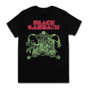 Imagem de Preto metal rock band t camisa masculina moda casual gráfico manga cur
