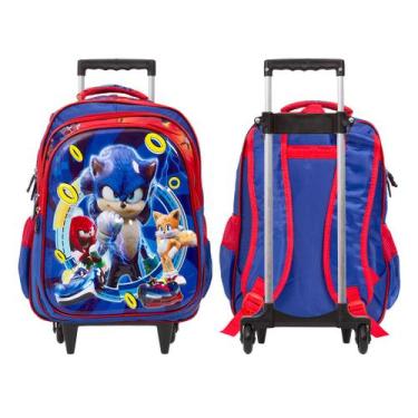 Imagem de Mochila Infantil Sonic Rodinha 3D Personagens Espaçosa - TOYS 2U