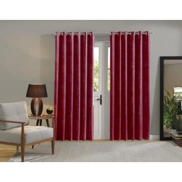 Imagem de Cortina Pequena Jacquard Para Sala Quarto 2 x 1,80m Admirare, Carmim