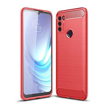Imagem de YUNCHAO Caixa de telefone Para Motorola Moto G50 escovado textura de carbono TPU Case capa para celular