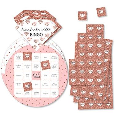 Imagem de Big Dot of Happiness Bride Squad – Cartas e marcadores de bingo – Ouro rosa para chá de noiva ou despedida de solteira – Conjunto de 18