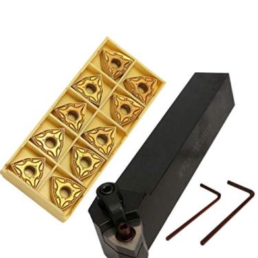 Imagem de Inserto de Metal Duro, Conjunto de Suporte para Ferramenta de Torneamento de Torno 20mm MWLNR2020K08 + 10 WNMG0804 Insertos de Metal Duro + 1 Chave