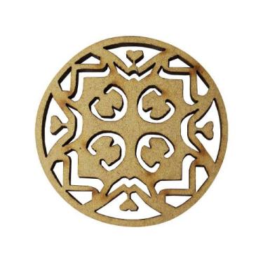 Imagem de Pacote 50 Aplique Mandala Modelo 26 5cm Mdf Madeira Cru - ATACADÃO DO 