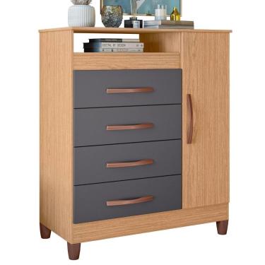 Imagem de Cômoda Turquesa 1 Porta E 4 Gavetas Freijó-titanium - Móveis Albatroz Freijó-titanium