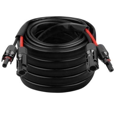 Imagem de Cabo solar 10AWG – Cabo de extensão de painel solar de 10 m, fio fotovoltaico de calibre 10 com manga protetora retardante de chamas, conector à prova d'água fêmea e macho para trailer, sistemas