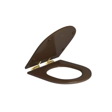 Imagem de Assento Poliester Marrom Fosco com Slow Close e Ferragem Gold para os Modelos Carrara, Nuova, LK e Duna AP237 - Deca