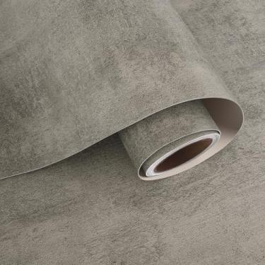 Imagem de VaryPaper Papel de parede de concreto arenito descasque e cole papel de parede cinza limão para quarto sala de estar parede de destaque 39,9 cm x 199,9 cm papel de contato de concreto removível