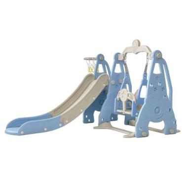 Imagem de Playground Infantil 3 em 1 Plástico Escorregador Balanço Cesta Basquet