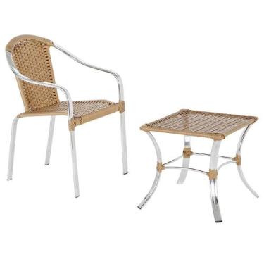 Imagem de Kit 1 Cadeira Em Aluminio E Fibra Sintetica Tóquio Mais 1 Mesa Baixa E