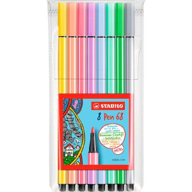 Imagem de Caneta Stabilo Pen 68 1.0mm 8 cores tons Pastel Stabilo
