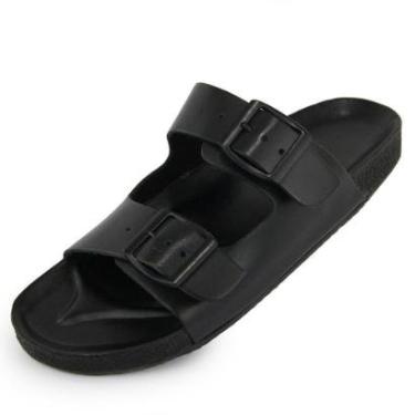 Imagem de Sandália Conforto Casual de Couro Masculino Burly Heads Black Preta-Masculino