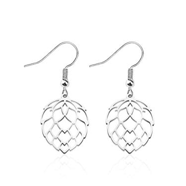 Imagem de WUSUANED Brincos de lúpulo, brincos engraçados de cerveja, presentes para amantes de cerveja, bebedor, joias, presentes para melhores amigos, Large, Aço inoxidável, aço inoxidável