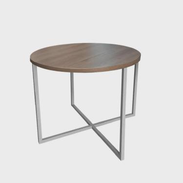 Imagem de Mesa de Jantar Redondo Theo 90cm Industrial Ferro Cinza Tampo 100% mdf Freijó - Ahazzo Móveis