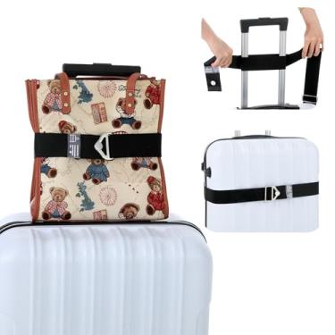 Imagem de Mabor Cinto de viagem 2 em 1 alças de bagagem sobre a alça para adicionar uma bolsa, alça de cinto de bagagem de viagem ajustável com fivela de liga elástica cintos para bagagem de mão