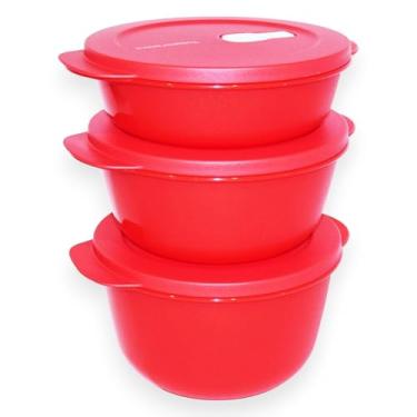 Imagem de Conjunto de 3 tigelas para micro-ondas Crystalwave Tupperware 4.25, 6.25 e 8.5 xícaras Roxo