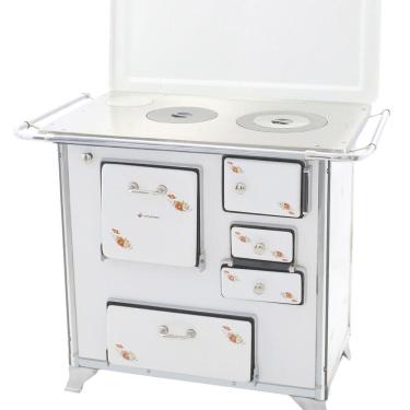 Imagem de Fogão A Lenha Tradicional 02 Venâncio Gabinete Com Tampa Branco Florido 2geftbr
