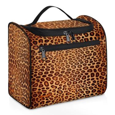 Imagem de cfpolar Bolsa de higiene para mulheres, bolsa de higiene pessoal de viagem de leopardo, organizador de maquiagem cosmético resistente à água para produtos de higiene pessoal e cosméticos, bolsa de