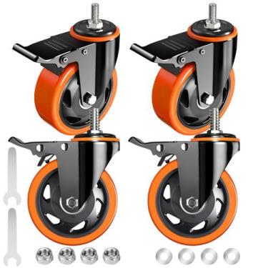 Imagem de Rodas Caster Wheels TAYLOON de 4 polegadas com haste rosqueada e trava