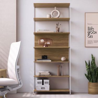 Imagem de Estante 7 Prateleiras 211,5cm Home Office Artesano Concept Nogal Sevilha/Branco