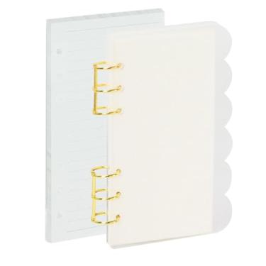 Imagem de Mulitbey A6 fichário com 6 anéis, pasta de acrílico transparente, fichários planejadores pessoais de folhas soltas com anel redondo de metal dourado, incluindo 90 folhas de papel refil (45 em branco +