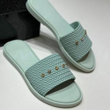 Imagem de Sandalia Feminina Strass Brilho Rasteirinha Antiderrapante Chinelo Adu