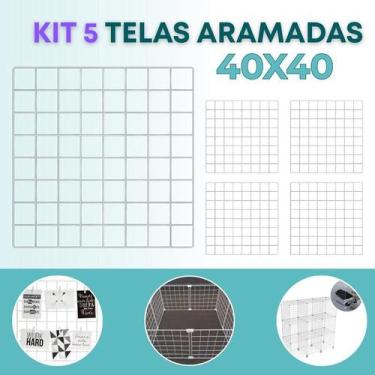Imagem de Kit 5 Painel Aramado 40x40cm Decoração Minimalista Galeria Fotos Organ