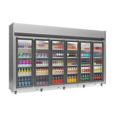 Imagem de Expositor 6 Portas Tipo Inox GEAS6P 4 Prateleiras 220v Gelopar, 220V