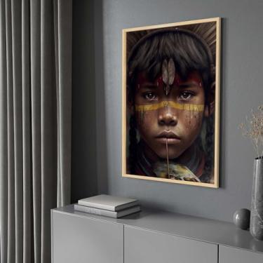 Imagem de Quadro com Moldura India Selva Amazonica Brasil Decorativo Grande Sala Quarto Hall