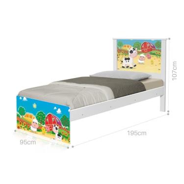 Imagem de Cama Solteiro Adesivada Fazendinha Colorida com Colchão