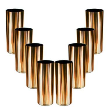 Imagem de Kit 8 Copos Tubo Cromado Dourado 300Ml Acrílico - Krystalon