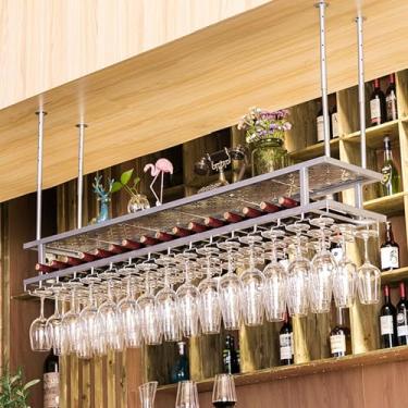 Imagem de Rack de vinho pendurado prateleiras de bar prateleira de exibição de garrafa de licor rack de vinho montado na parede com suporte de armazenamento de vidro de vinho para casa, bar, sala de jantar