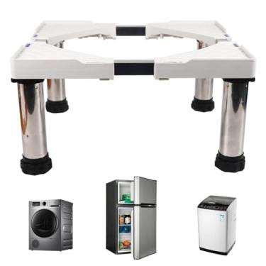 Imagem de Pedestal de arruela 28 de largura universal 12 pés fortes ajustável Dolly base de suporte de máquina de lavar aumenta 9,9-24,9 cm de altura, branco 4 pés - 10 cm