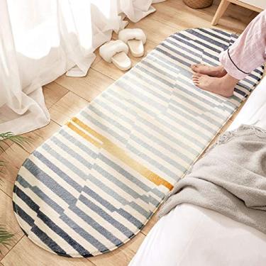 Imagem de Tapete macio para cabeceira, oval, antiderrapante, antiderrapante, antiderrapante, antiderrapante, para sala de estar, quarto, sala de estudo, varanda, janela, sofá, arte listrada, C, 60180 cm
