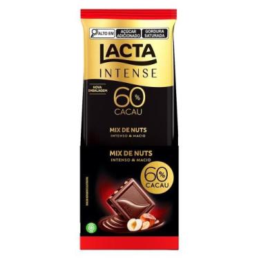 Imagem de Chocolate Lacta Intense 60% Cacau Mix Nuts 85G Embalagem Com 17 Unidad