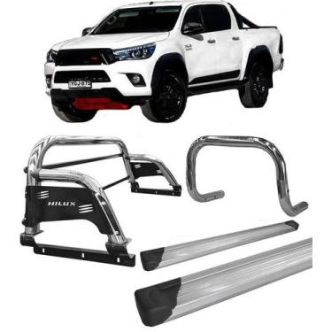 Imagem de Kit Quebra Mato Estribo Plataforma Santo Antônio H3 Hilux 16/20 Cromad