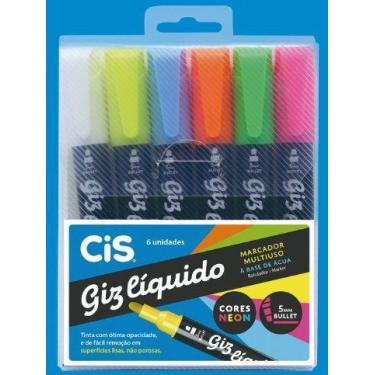 Imagem de Giz Liquido Estojo c/6 Cores Neon Cis !
