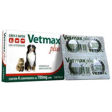 Imagem de Vermifugo Vetmax Plus  para Caes e Gatos 4 Comprimidos - Vetnil