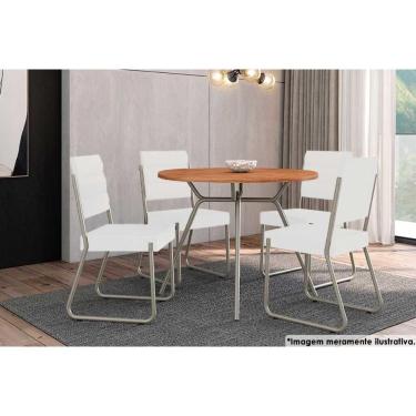 Imagem de Sala De Jantar 1588 Aço C- Tampo 100cm E 4 Cadeiras 1736 Branco-prata Carraro
