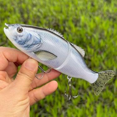 Imagem de New Lifelike 2 Segment Glide Bait Isca de pesca de robalo Isca de poleiro de água doce e salgada (AH1787E-16,7 pol. 86,5 g)