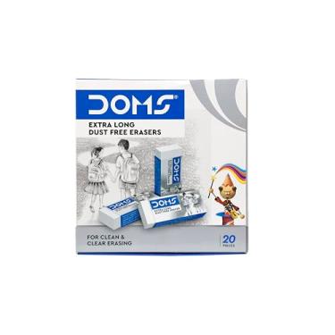 Imagem de Doms Conjunto de borracha extra longa não tóxica sem poeira em caixa de papelão (pacote com 20), branco (DM3435P1)