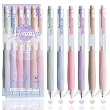 Imagem de MHBEW Canetas coloridas de gel, 6 cores, retráteis, tinta de secagem rápida, canetas coloridas de 0,7 mm, ponta fina, silêncio, clique suave, para anotações, desenho, material escolar, escritório