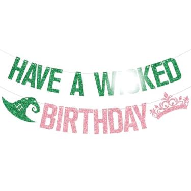 Imagem de Have a Wicked Birthday Banner, Wicked Birthday Party Decorations, Pink Goes Good with Green, Movie Princess Witch Party Decorations